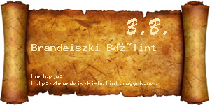 Brandeiszki Bálint névjegykártya